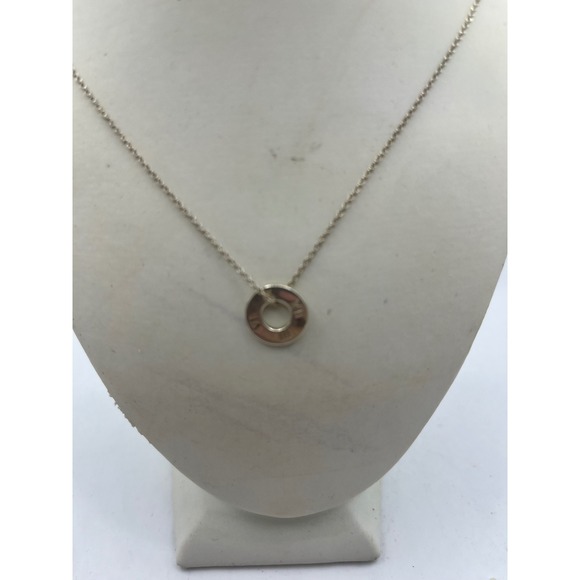 Tiffany Co Atlas Ring Pendant Necklace Sterling Silver Roman Numerals - Picture 2 of 7